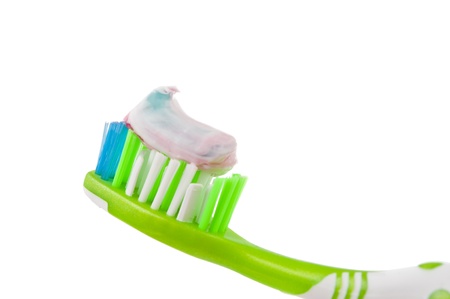 toothbrush with toothpaste isolated on white background