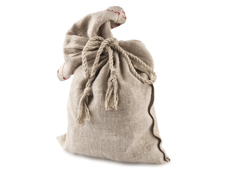 Bag from a sacking isolated on a white background.の写真素材