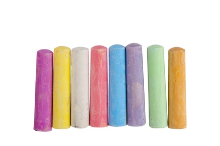 chalks in a variety of colors arranged on a white background