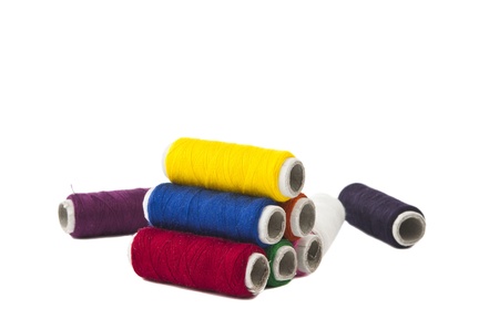 color thread isolated on white backgroundの写真素材