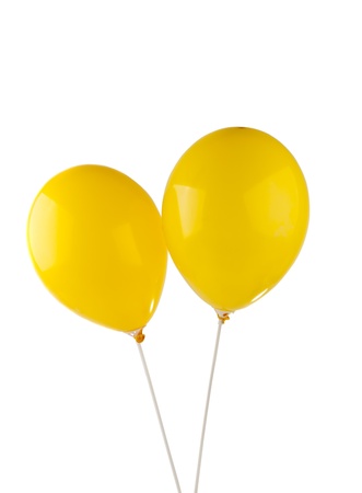 yellow balloon isolated on white backgroundの写真素材