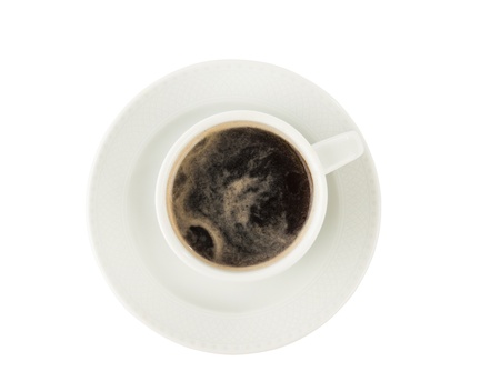 cup of coffee isolated on white backgroundの写真素材