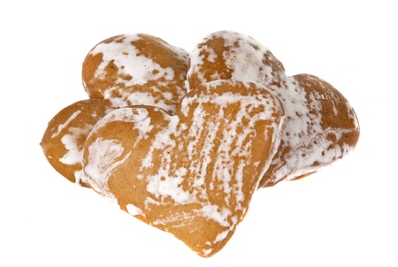 cookies hearts isolated on white backgroundの写真素材