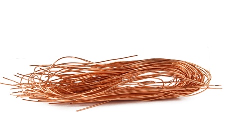 copper wire isolated on white backgroundの写真素材