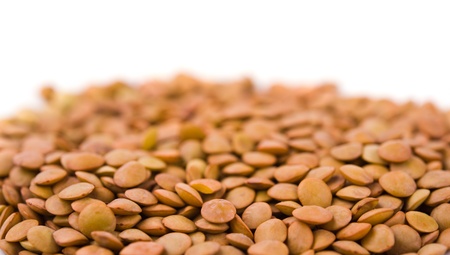 lentils isolated on white backgroundの写真素材