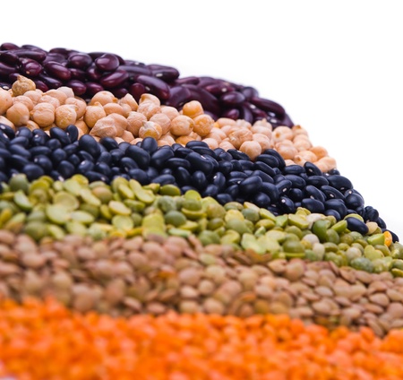 kidney bean, lentil, peas and chick-pea as a backgroundの写真素材