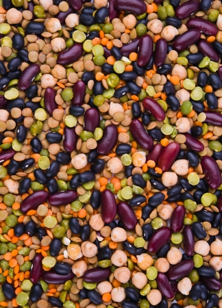kidney bean, lentil, peas and chick-pea as a backgroundの写真素材