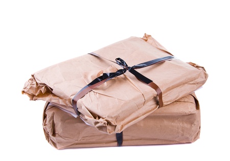 parcel isolated on white backgroundの写真素材