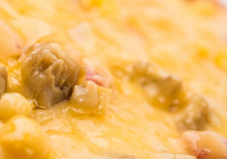 Close up of Cheese Bread Pizza Texture.の写真素材