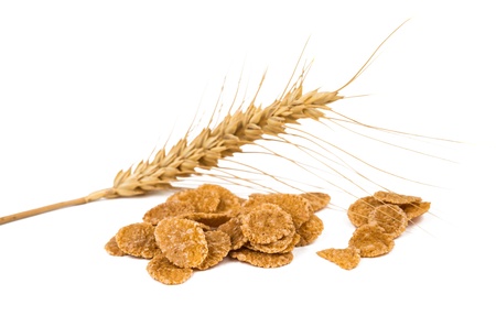 corn flakes isolated on white backgroundの写真素材