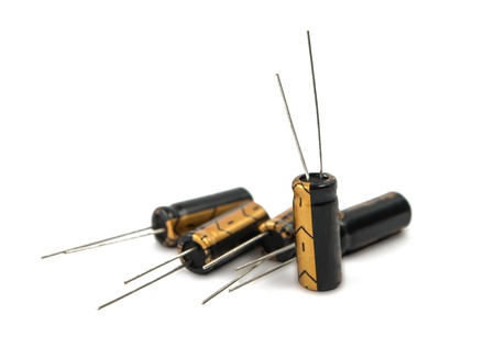 Capacitors isolated on white backgroundの写真素材