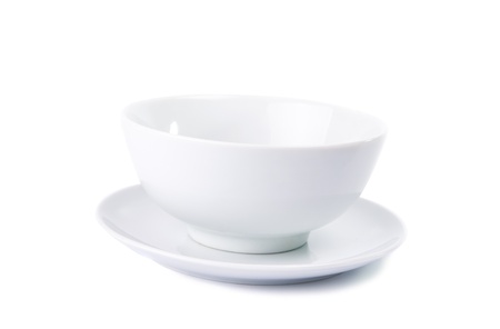 White ceramic bowl on white backgroundの写真素材