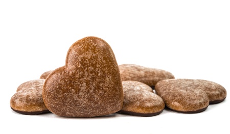 heart cookies isolated on white backgroundの写真素材