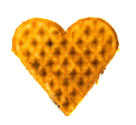 Waffle cookies close up isolated on white backgroundの写真素材