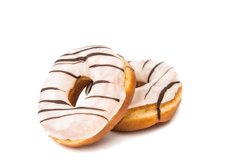 iced donut isolated on white backgroundの写真素材