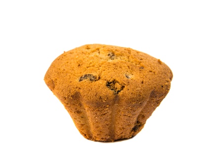 muffins with raisins isolated on white backgroundの写真素材