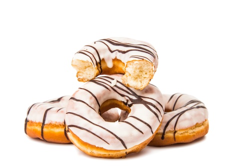 iced donut isolated on white backgroundの写真素材