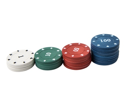 poker chips on white background