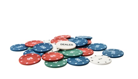 poker chips on white backgroundのeditorial素材