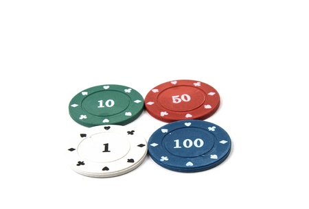 poker chips on white backgroundのeditorial素材