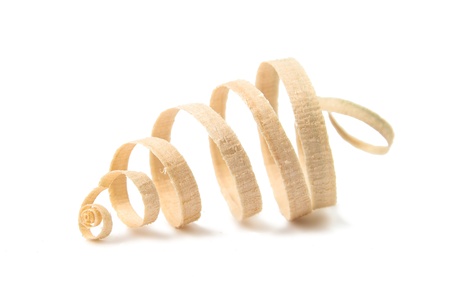 Wood chips isolated on white backgroundの写真素材