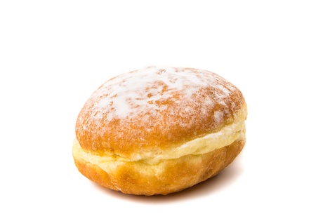 donuts with filling on white backgroundの写真素材