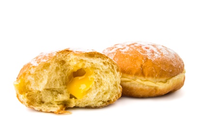 donuts with filling on white background