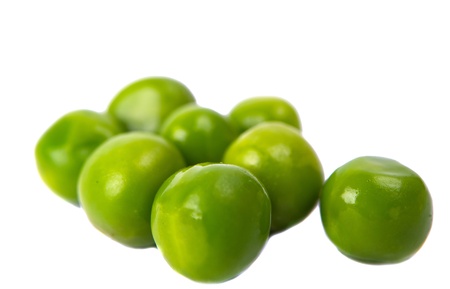 green peas close-up on white background
