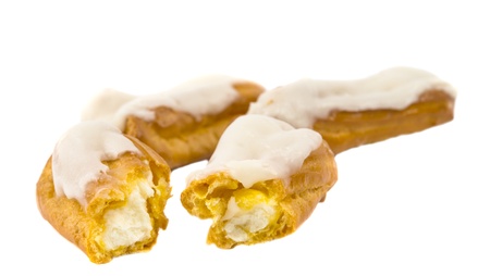 Eclair on white background