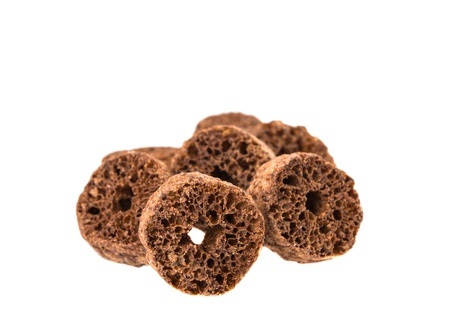 chocolate ring isolated on white backgroundの写真素材