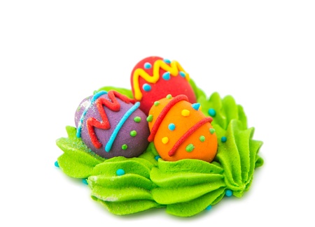 Easter sugar confectionery on a white background