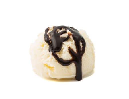 Vanilla ice cream scoop  on white backgroundの写真素材