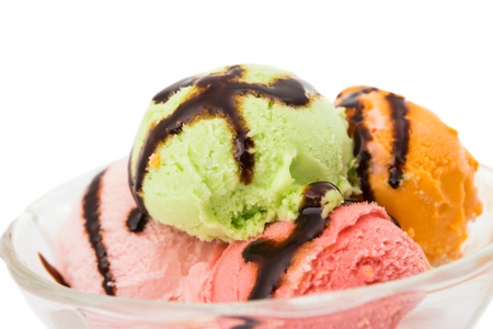 Colorful Ice Cream Scoops On White Background