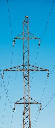 electric pole on a blue sky background