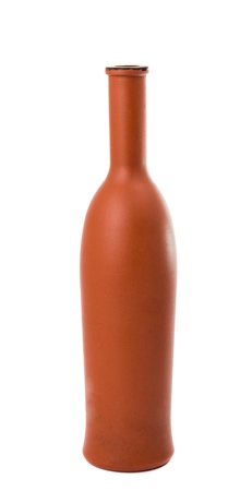 Clay bottle isolated on white background. Clipping path.の写真素材