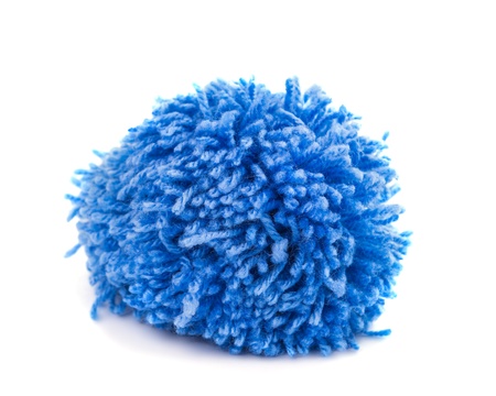 Blue wool on a white background.の写真素材