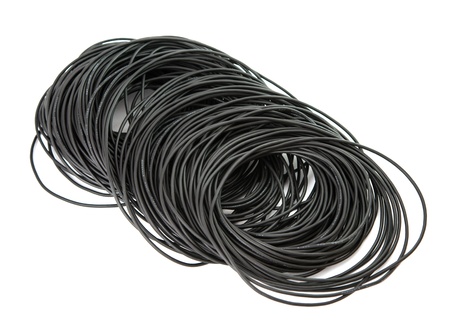 black cable isolated on white backgroundの写真素材