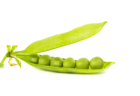 green peas on a white backgroundの写真素材