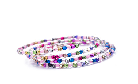 Beautiful handmade jewelry isolated on white backgroundの写真素材