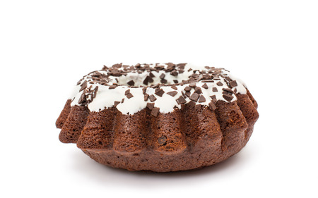 chocolate cake on white background