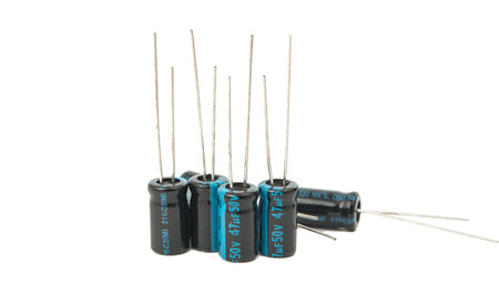 Capacitors isolated on white background
