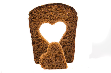  slice of black rye bread isolated on white background