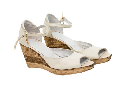 Women's sandals on a white backgroundの写真素材