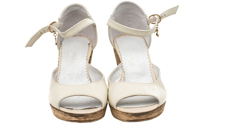 Women's sandals on a white backgroundの写真素材