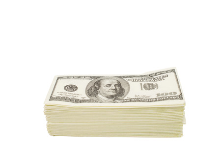 dollars isolated on white backgroundの写真素材