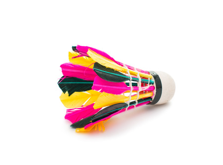 shuttlecocks for badminton on a white backgroundの写真素材