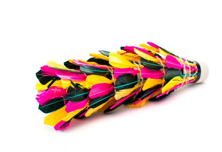 shuttlecocks for badminton on a white backgroundの写真素材