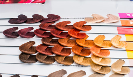 hair samples of different colorsの写真素材