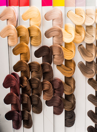 hair samples of different colorsの写真素材