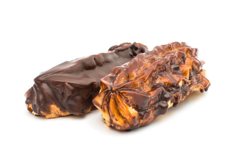 eclair cake with chocolate on a white background